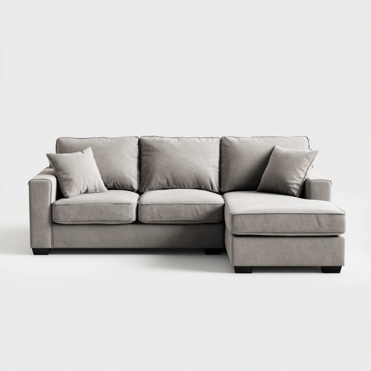 Canapé d'angle 3 places gris en polyester avec méridienne droite 250 x 160 x 85 cm