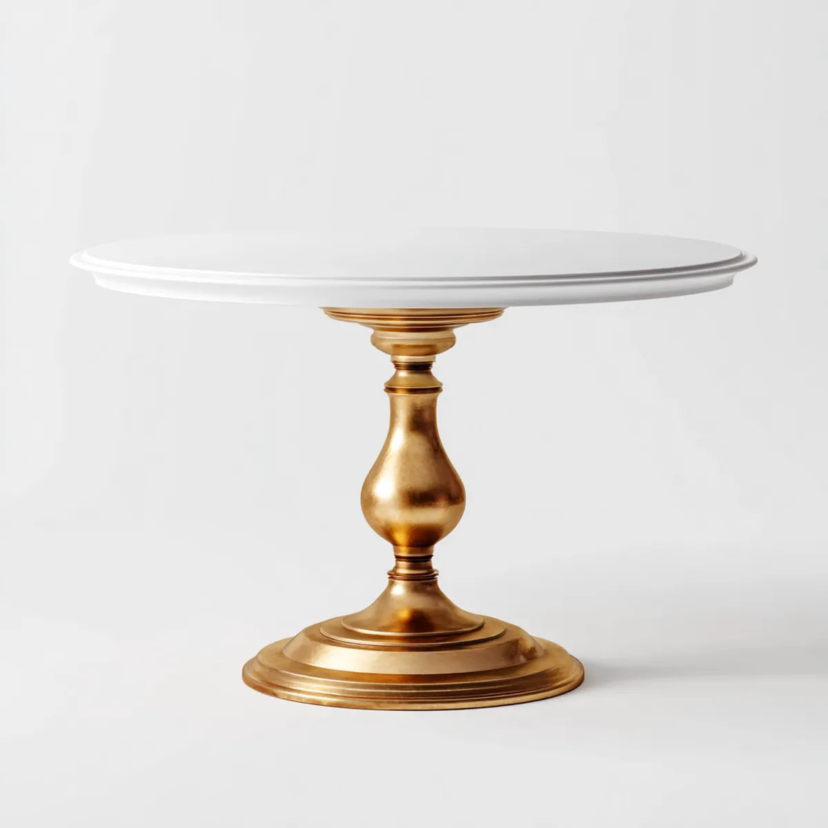 Table à manger ronde blanche et dorée en MDF et acier 120 x 75 cm