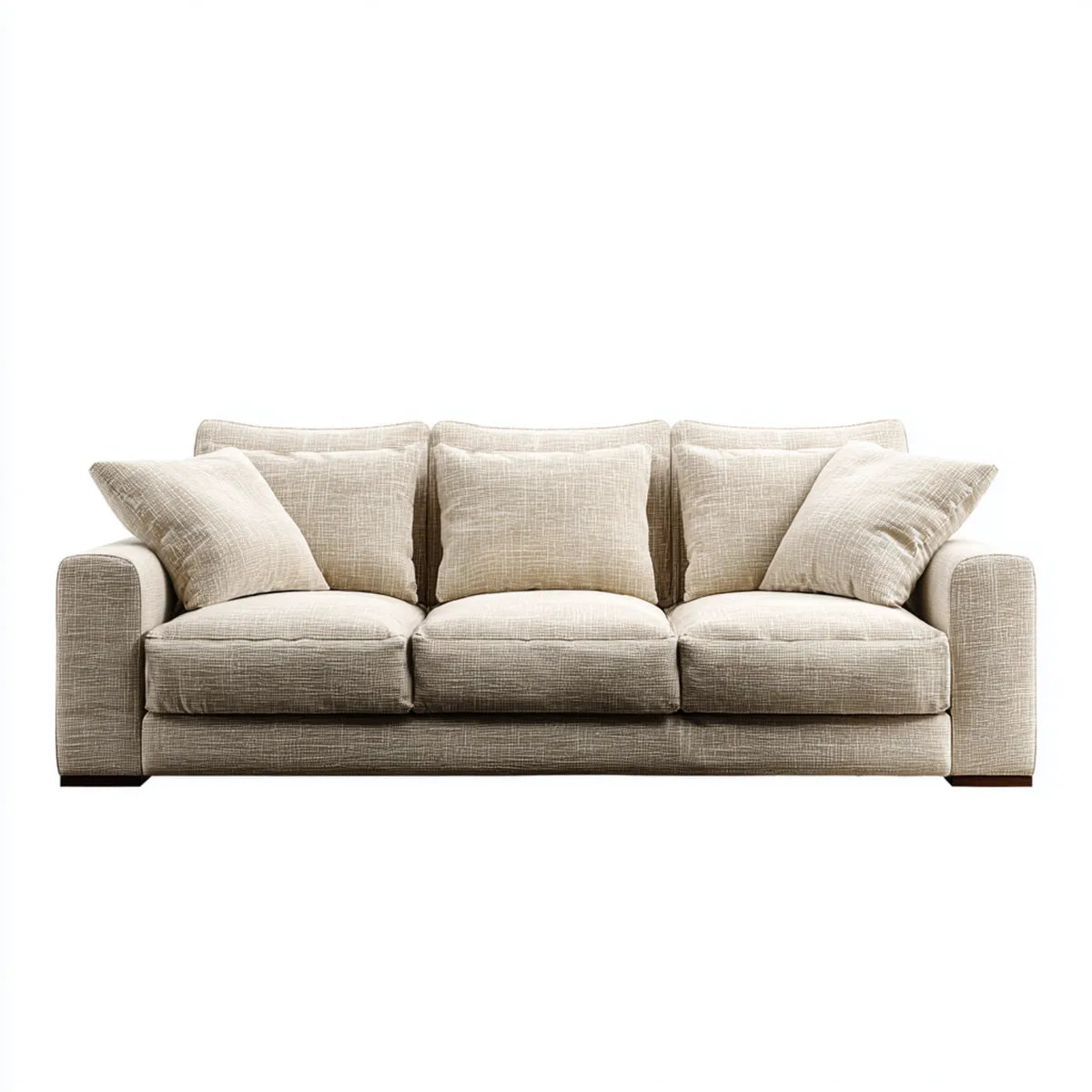 Canapé droit 3 places beige en polyester 220 x 95 x 85 cm rectangulaire