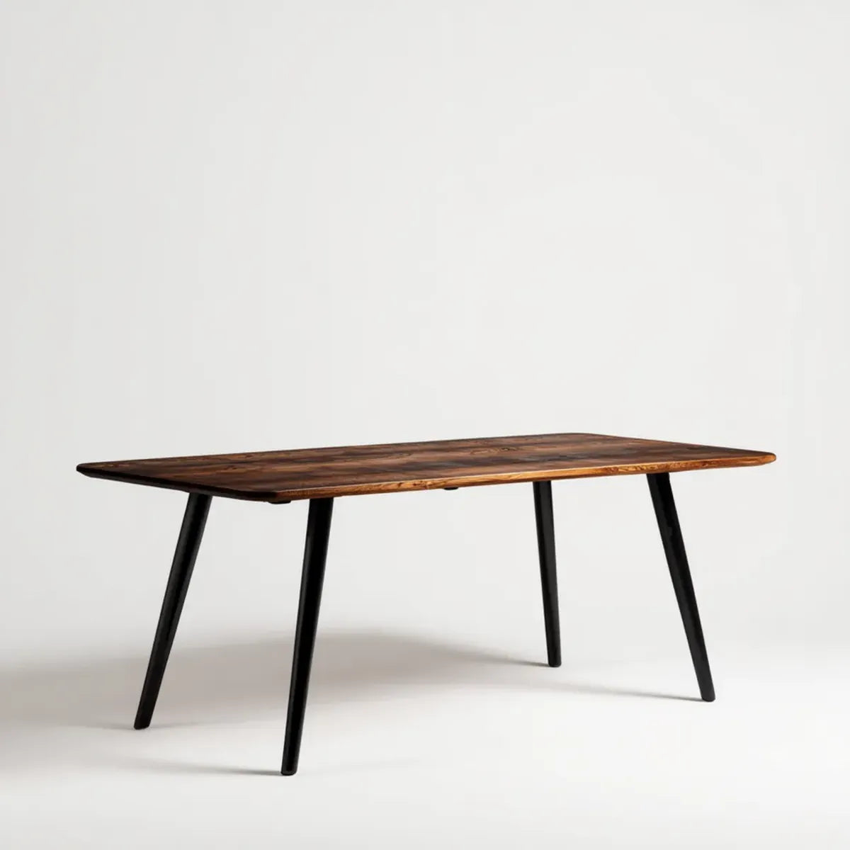 Table à manger rectangulaire marron et noir 140 x 80 x 75 cm en bois massif et acier