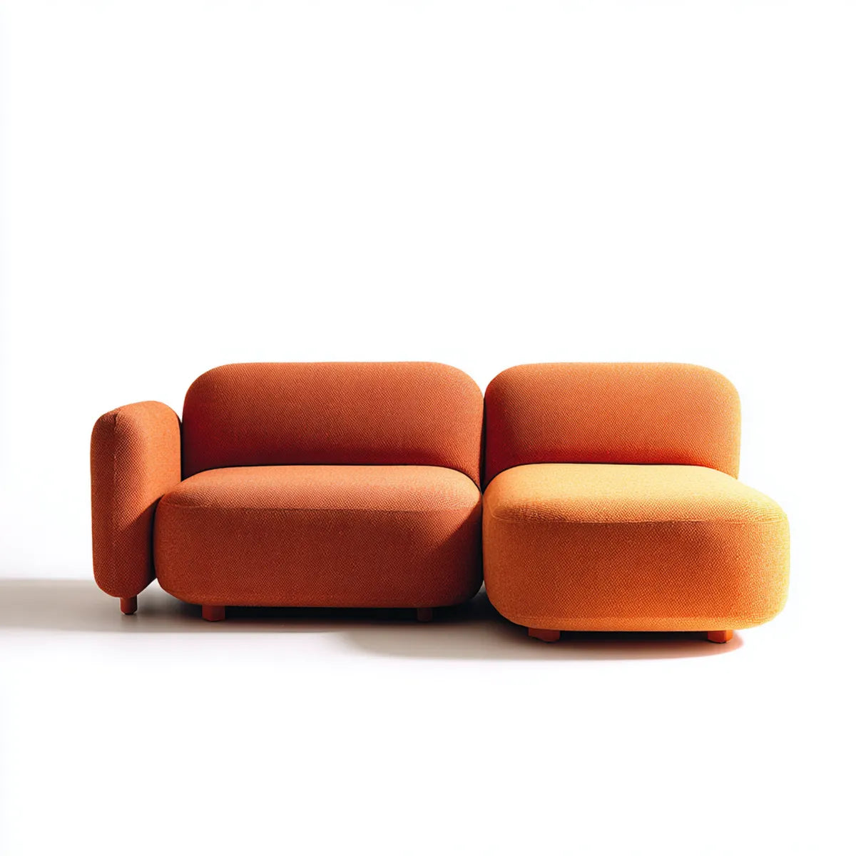 Canapé modulable 2 places orange en polyester forme arrondie 230 x 95 x 75 cm