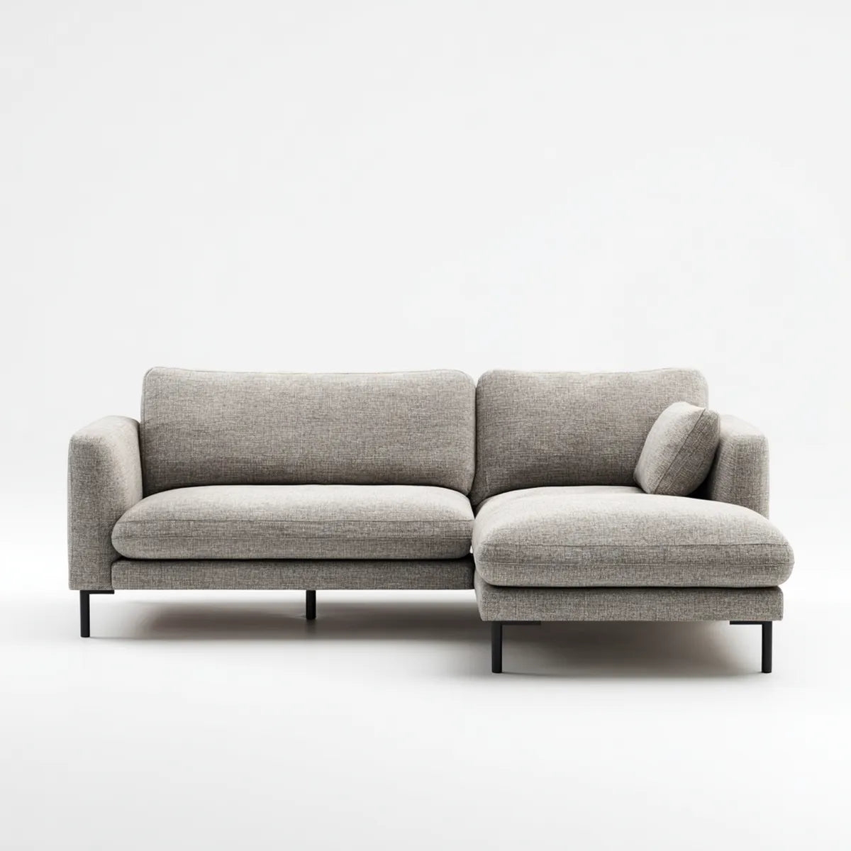 Canapé d'angle 3 places gris en polyester avec méridienne droite 230 x 150 x 85 cm