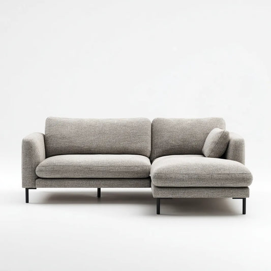 Canapé d'angle 3 places gris en polyester avec méridienne droite 230 x 150 x 85 cm
