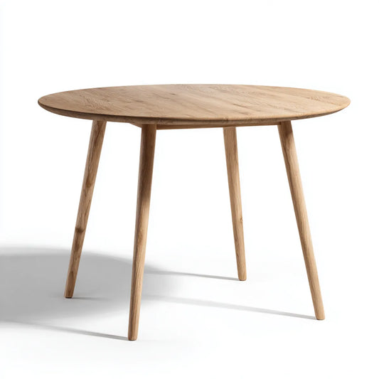Table à manger ronde en chêne massif naturel diamètre 120 cm hauteur 75 cm