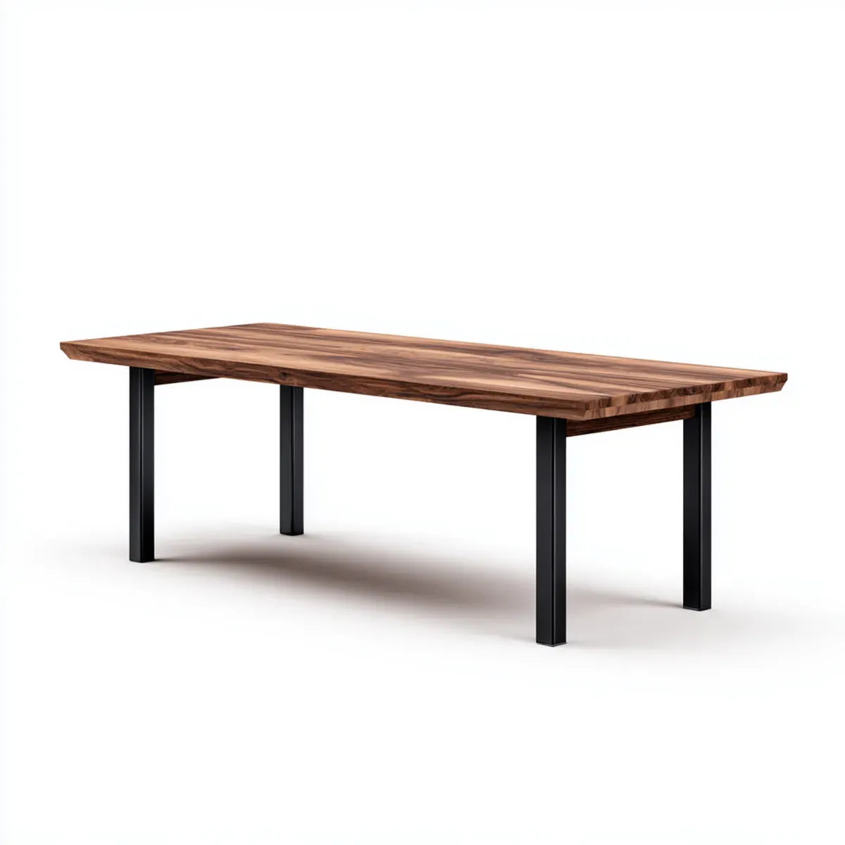 Table à manger rectangulaire marron et noir 200 x 90 x 75 cm plateau en acacia massif pieds en acier