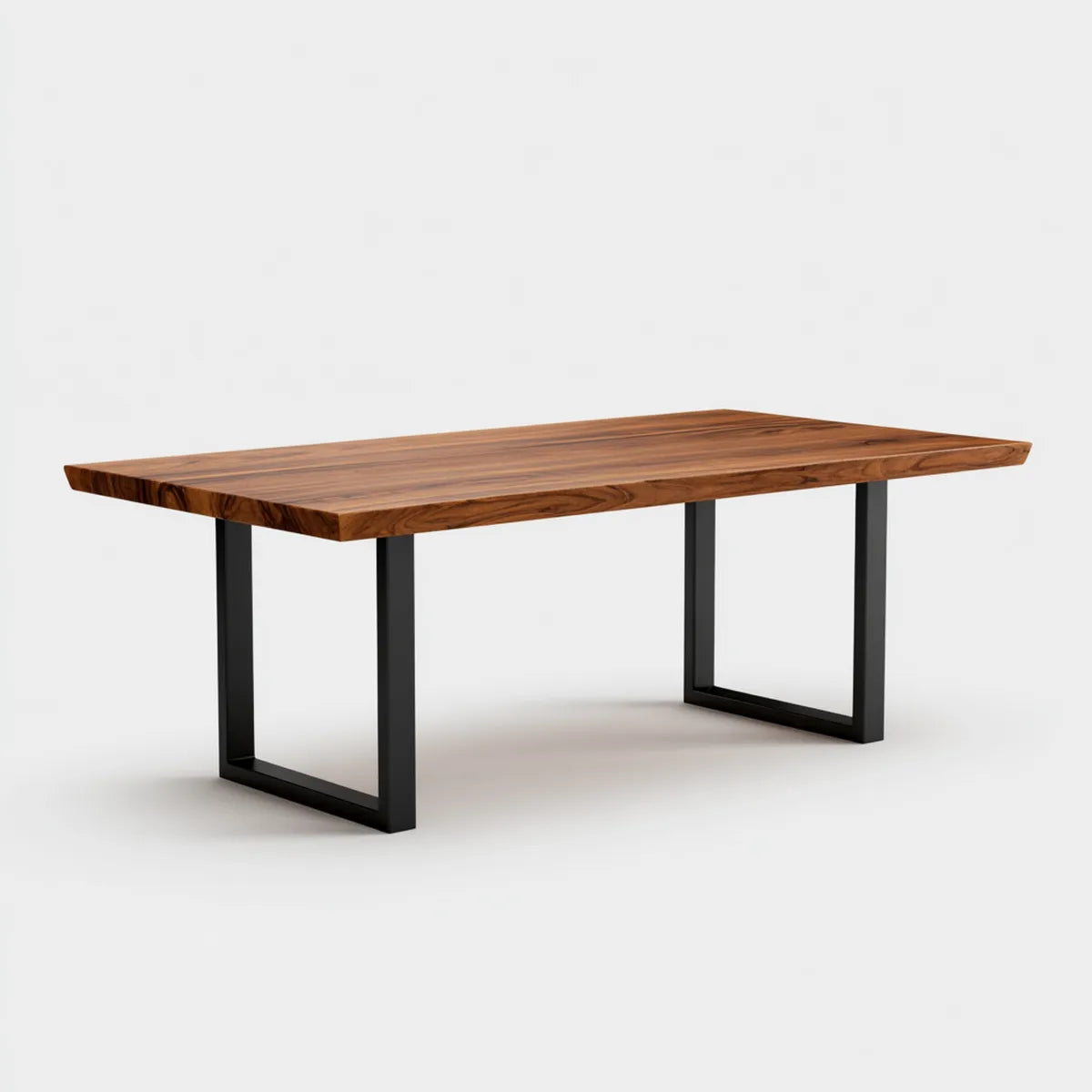 Table à manger rectangulaire marron 180 x 90 x 75 cm en bois massif d'acacia et acier
