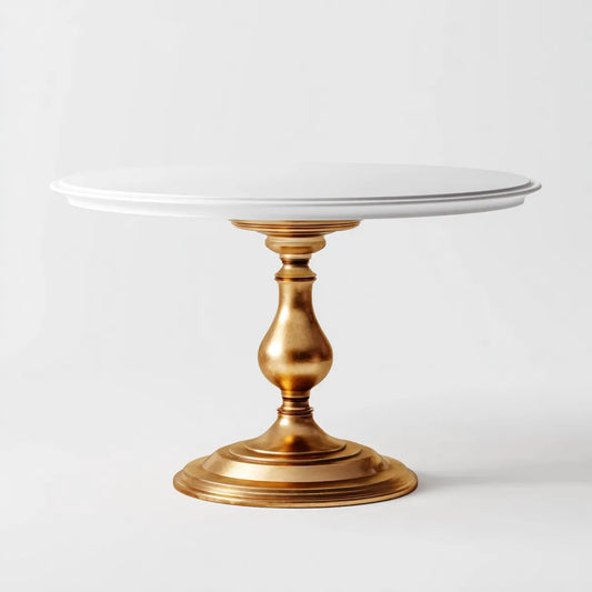 Table à manger ronde blanche et dorée en MDF et acier 120 x 75 cm