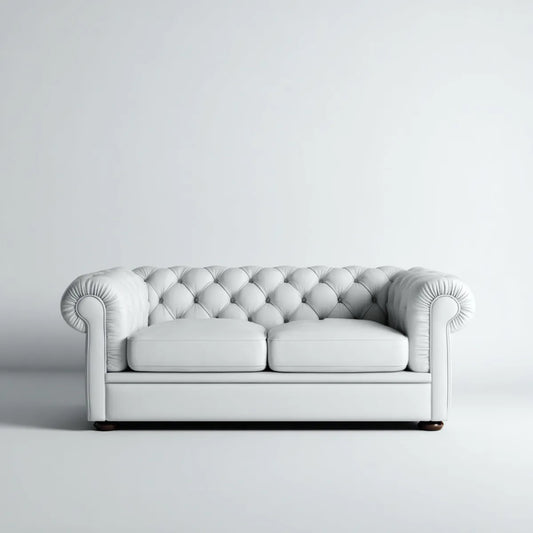 Canapé 2 places Chesterfield blanc 170 x 90 x 75 cm cuir synthétique PU rectangulaire