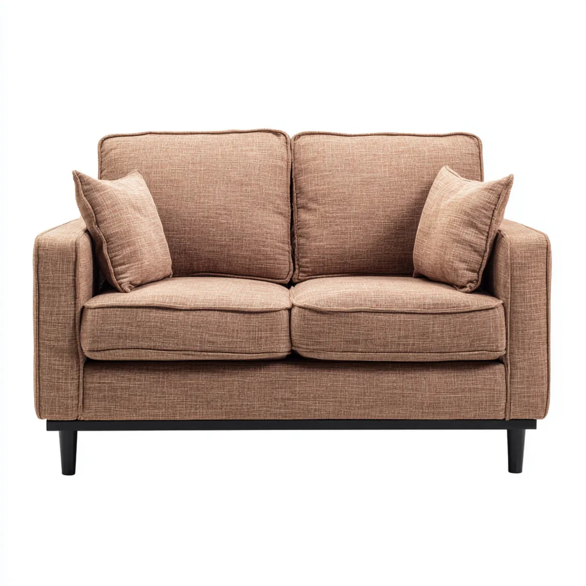 Canapé 2 places marron en polyester avec pieds en acier 160 x 88 x 86 cm