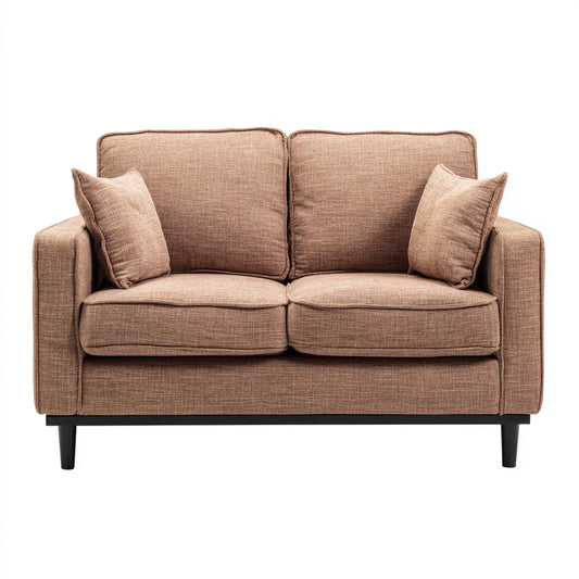 Canapé 2 places marron en polyester avec pieds en acier 160 x 88 x 86 cm