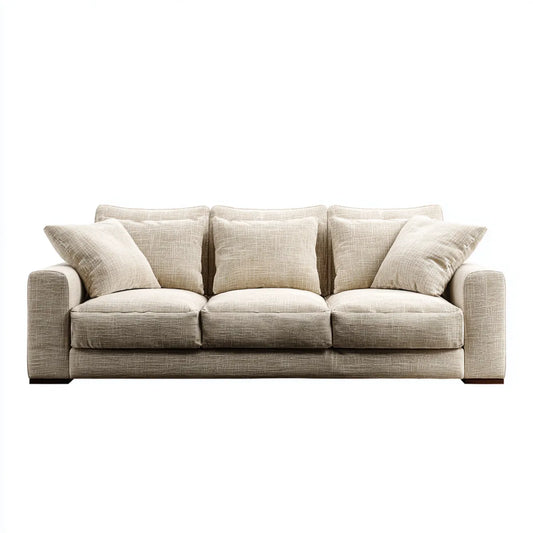 Canapé droit 3 places beige en polyester 220 x 95 x 85 cm rectangulaire