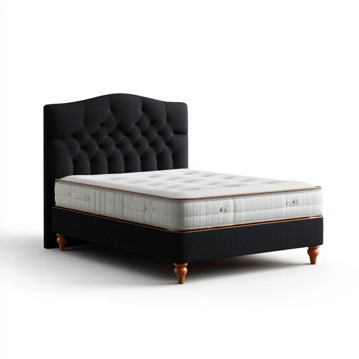 Lit double avec matelas noir 160 x 200 cm polyester forme rectangulaire