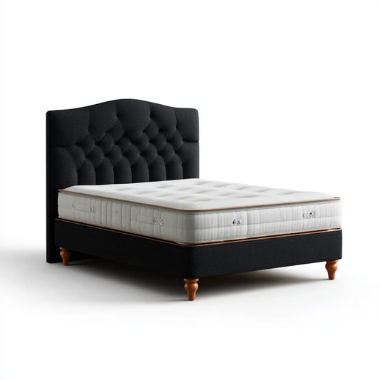 Lit double avec matelas noir 160 x 200 cm polyester forme rectangulaire